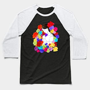 Blossoming Bonds: A Vibrant Celebration of Motherhood and Babyhood Amidst Colorful Florals Baseball T-Shirt